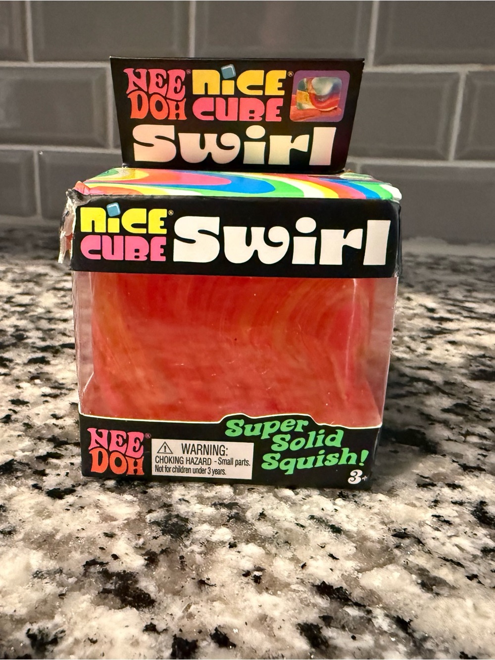 Nice Cube Swirl NeeDoh Super Solid Squish - orange  Swirl